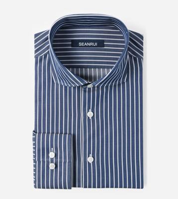 China Anti-pilling men's collar blue stripe white pure cotton no ironing dress shirt that requires no ironing for sale