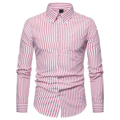 China New Design Breathable Cotton Button Down Tuxedo Stripe Long Sleeve Slim Fit Formal Business Custom Shirts For Men for sale