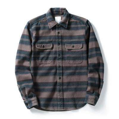 China Men's Breathable Spring Shirt Turn-Down Collar M-3XL Vintage Plaid Shirt Spring Long Sleeve for sale