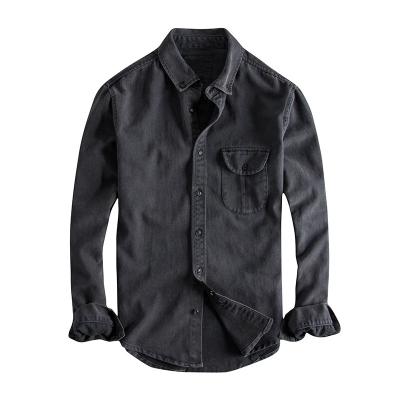 China Casual Style Breathable Denim Shirt For Men Long Sleeve Washed for sale