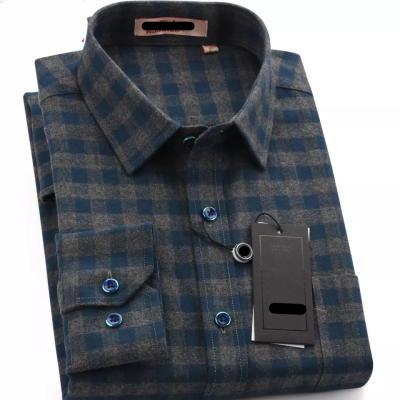 China China Thick Shirt Men's Flannel Shirt 100% Cotton Checked Anti-Shrink for sale