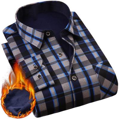 China Winter Long Sleeve Plaid Anti-pilling Warm Thick Fleece Striped Shirt Fashion Soft Large Size Casual Flannel Shirt for sale