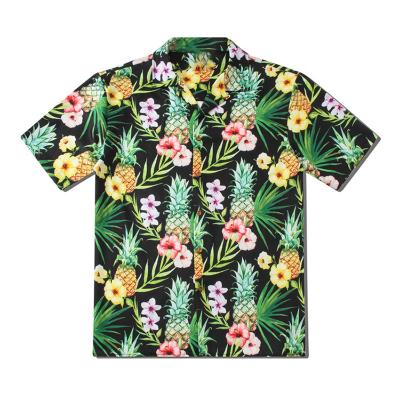 China Newest Breathable Pineapple Printed Hot Sale Custom Rayon Mens Button Up Hawaiian Shirt for sale