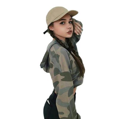 China Camouflage Casual Crop Activewear Sports QUICK DRY Custom Women's Top Hoodie for sale