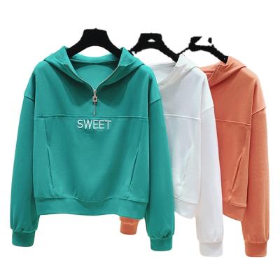 China Large size long sleeve hooded sweater ladies cover up Lady Women Top Crop Pullover Embroidered Hoodies folk style loose version for sale