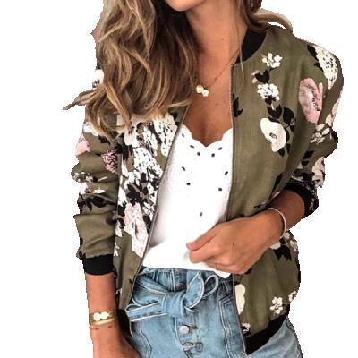 China Printed Collar Women's Long Sleeve Stand Up Jacket Waterproof Women's Round Zipper Jacket for sale