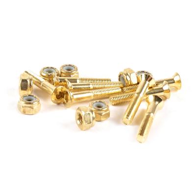 China Wholesale Adult Skateboard Hardware Ring Deck Nails Screw Bolts Longboard Bolts Gold Color for sale