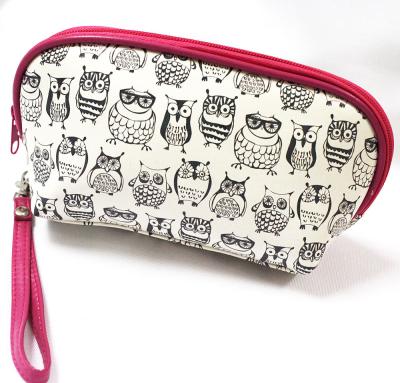 China High-quality Lady Owl design promotion bag custom logo digital printed makeup storage cosmetic bags for sale