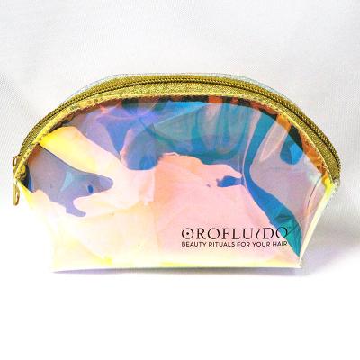 China Traditional Wholesale Mini Clear Transparent Laser PVC Gift Holographic Plastic Gift Zipper Zipper Printed Cosmetic Makeup Bag Shell Shape for sale