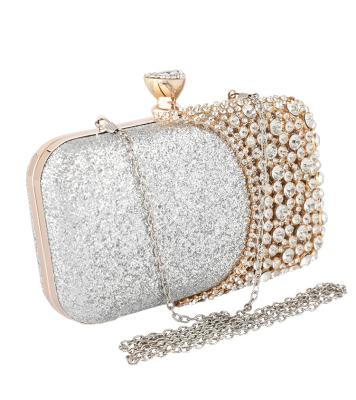 China 2021New hot sale beaded diamond banquet clutch dress evening clutch bag European and American party ladies handbag for sale