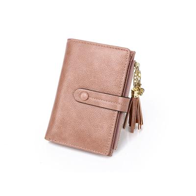 China Anti-theft PU leather zippered short wallet with fringe and large capacity multi-card ladies wallet PU purse for sale