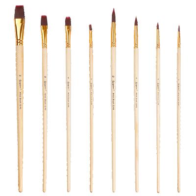 China Nylon High Quality Giorgione Advanced 8 Pcs Raw Wood Pole Wine Red Nylon Wool Brush for sale