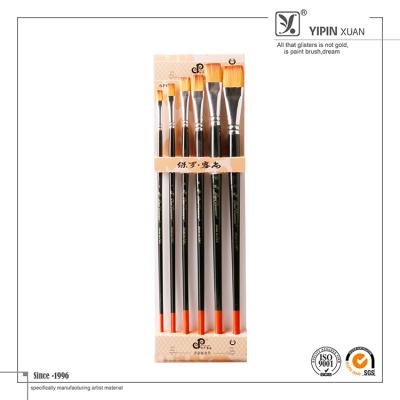 China High Quality 6pcs Paul Cezanne Nylon Hair Wooden Paint Brush Set for sale