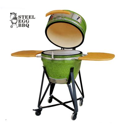 China Adjustable Size SEB Kamado Grill 21 Inch With Side Shelf Large Size Green Egg Shaped Kamado Pizza Oven for sale