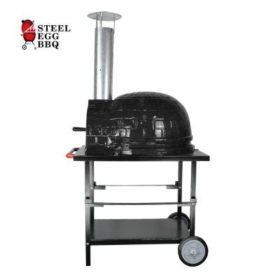 China Adjustable Size SEB Kamado /Steel Egg BBQ Grill 26 Inch Black Color Ceramic Bread Pizza Oven Homemade BBQ Family Kitchen for sale