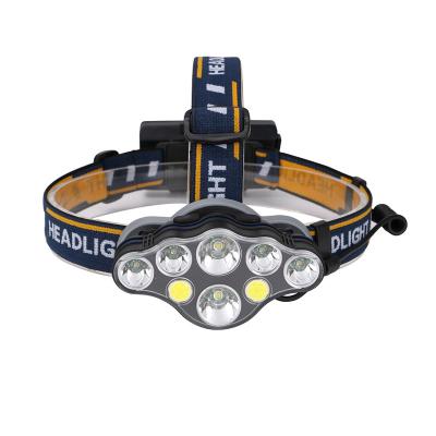 China Outdoor IP65 8 Modes Portable High Lumens Warning 2 Switch Rechargeable Headlamp For Camping for sale