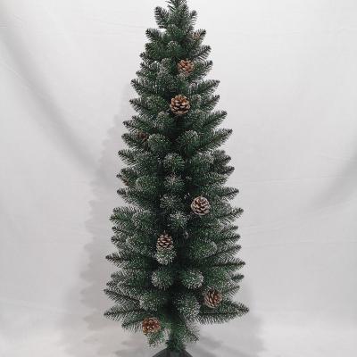 China Chirstmas Decor Artificial Christmas Tree Pre-Bed Led PVC Led Trees Metal Stand Hinged Assembled Pine Christmas for sale