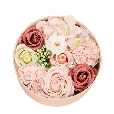 China Latest beautiful colorful plant artificial soap rose flower decoration flowers round shape gift boxes for valentine's day and mother's day for sale