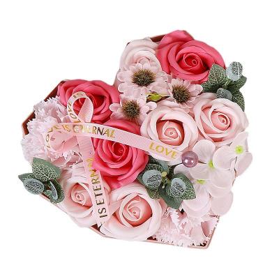 China Luxury Valentine's Day Rose Flower Gift Soap Flower Gift Box Rose Gift Ornaments Box Necklace 2022 Creative Colorful Beautiful Soap for sale