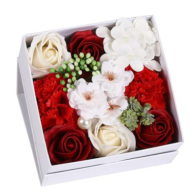 China Beautiful Colorful Cheapest Artificial Rose Bouquet With Hand Made Daisy Flowers Foam Rose Flowers In Folding Gift Box for sale