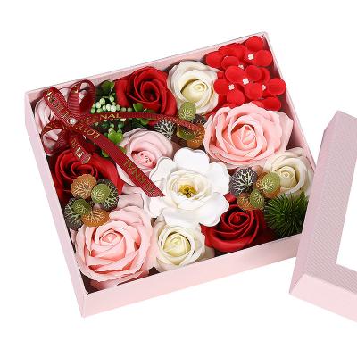 China Wedding Best Gift Beautiful Artificial Soap Flower Heart Shape Colorful Soap Flower Four Layers for sale