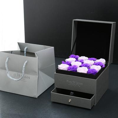 China Beautiful Colorful Valentine's Day Rose Flower Gift Soap Flower Gift Box Rose Gift Ornaments Box Necklace 2022 Soaps for sale