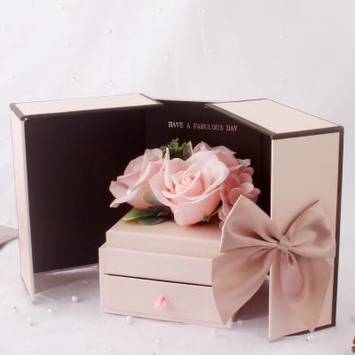 China Beautiful Colorful Promotional OEM Customized Valentines Day Mothers Day Double Door Soap Flower Jewelry Lipstick Gift Box for sale