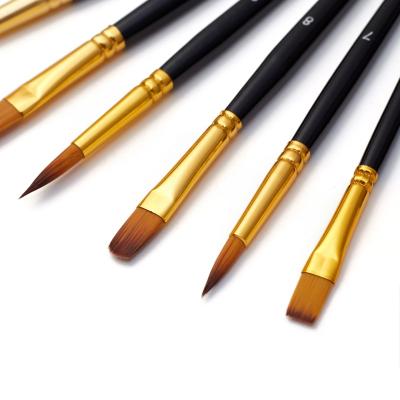 China Custom Wholesale High Quality Wooden Aluminum Tube Factory Logo Hair Paint Nylon Acrylic Paint Brush Handle For Watercolor Painting for sale