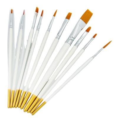 China Wholesale 12 Pcs Artist Paint Brush Sets Various Shape Hair Acrylic Hot Sale Watercolor Gouache Oil Painting Wooden Handle Brush For Kids School for sale