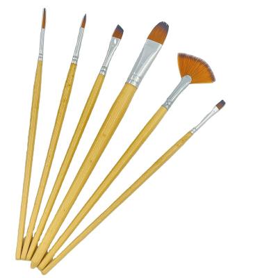 China Wholesale Hot Sale 6 Pcs Artist Paint Brush Sets Wooden Handle Watercolor Brush Various Hair Shape for Kids School for sale