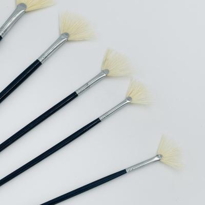 China High Quality Acrylic Color Dark Blue Wood Handle Tube Bristle Hair Artist Aluminum Oil Painting Brush Set for sale