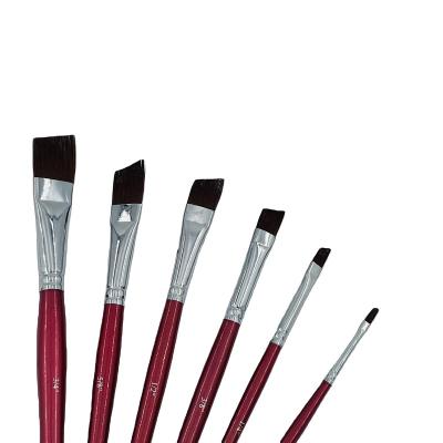 China Factory Wholesale Professional Brush Hair Watercolor Paint Barrel Wooden Bristle Handle Artist Paint Brush Dark Red Wood For Watercolor Paintbrush for sale