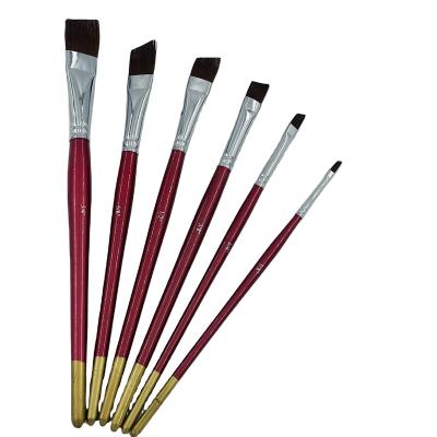 China High Quality Professional Black Tube Pony Hair Watercolor Paint Color Handle Artist Paint Brush Dark Red Wooden Brush Set Cooper For Acrylic Painting for sale