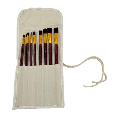 China Hot Sale 12pcs Amazon Oil Paint Nylon And Long Bristle Hair Aluminum Tube Wooden Handle Artist Brush Set With Canvas Bag for sale