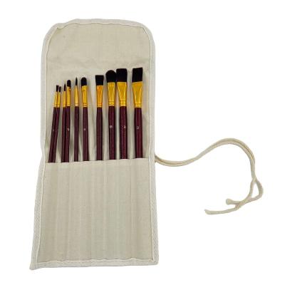 China Professional Oil Painting Art Supplies Hair Nylon Aluminum Tube Long Handle Artist Paint Wood Brush Set For Acrylic Paint Set Brush for sale