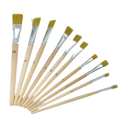 China 10pcs Cheap Mixed Synthetic Fiber Wooden Hair Aluminum Tube Oil Paint Handle Shape Artist Paint Brush For Oil Paint Paint Brush for sale