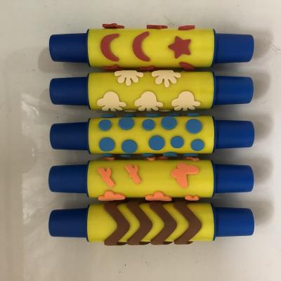 China 2022 Multi-Purpose Factory Wholesale Gold Children's Different Shape EVA Foam Roller Brush Set Brush For Kids Artist Painting for sale