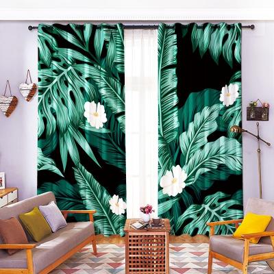 China Blackout Holiday Style Green Blackout Curtain Geometry Printed Curtain For Living Room for sale