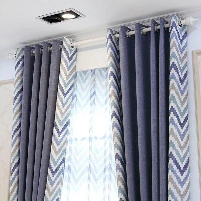 China Luxury Printed Living Room Wavy Canvas Modern Blackout Hotel Blackout Lattice Curtain Set for sale