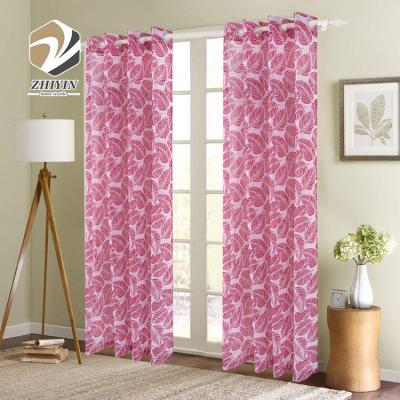 China Flat window accept customized 100%polyester printed red voile window curtains for sale