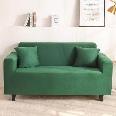 China American Style Double Seat Solid Polyester Stretch Polyester Slip Couch Sofa Cover for sale