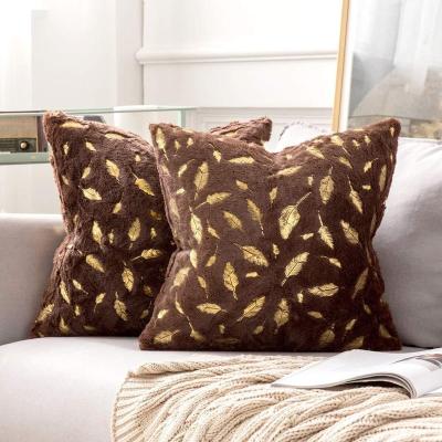 China Amazon Anti-Static Hot Selling Ins Style Nordic Feather Gold Peach Pillow Peach Velvet 45*45 Square Pillow Case Cushion Cover for sale