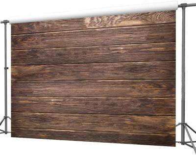 China Retro Christmas 7x5ft Brown Thin Wooden Photographers Seamless Backdrop Vinyl Wood Wall Background Fabric for sale