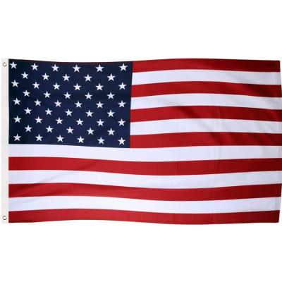 China FLYING American Flag UV Protected 3 x 5 ft Heavy Thick Polyester Fly Quadruple-stitched End Double-stitched Edges Brass Grommet for sale