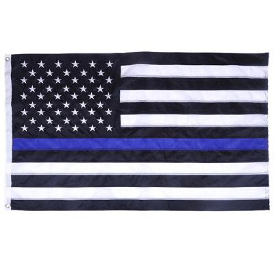 China FLYING Blue Line USA Police Bright Vivid Colors Thin American Flag Muted Trackless Durable Brass Grommets Flag Water And Sun Proof for sale