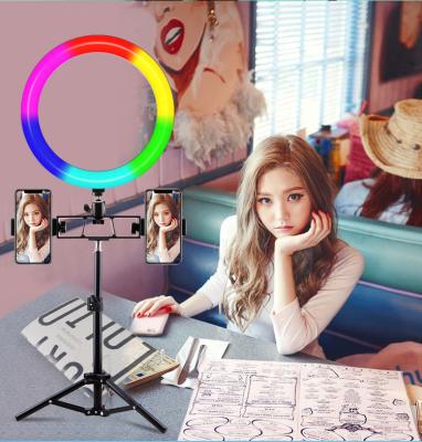 China Dimmable RGB Selfie LED Ring Light Remote Sufficiency ABS RGB LED Ring Light Phone Holder Photography for Photo Video for sale