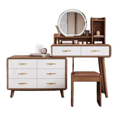 China (Others)Adjustable Luxury Modern Home Bedroom Furniture Set Mirror Makeup Dresser Wooden Top Dressing Table for sale