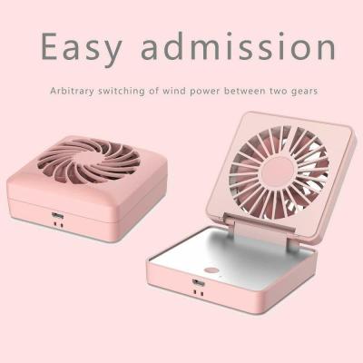 China Mini Fan Portable Mini Fan 2 in 1 Mini Handheld Fan Fold Vanity Makeup Mirror Pocket Fan for sale