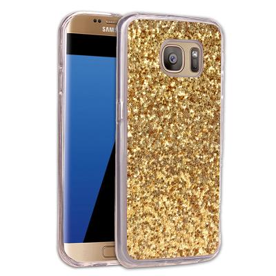 China New Flash Tpu Toner TPU Phone Shell Case Cover For Samsung galaxy s7 edge Cover Device Crystal Sequins Inclusive Back Shell for sale