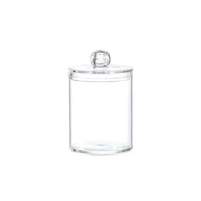 China Simplicity Plastic Cotton Swab Ball Pad Holder Acrylic Boxes with Lids Bathroom Organizer Qtip Apothecary Jar Clear Container Dispenser for sale